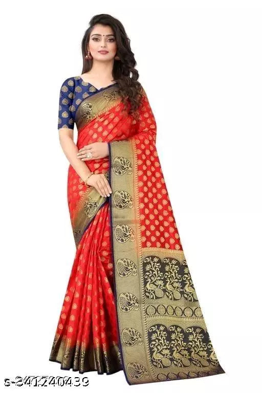 Morpich Fashion   Nylon Banarasi Silk Same Border Saree