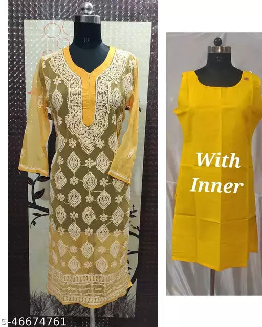 Handwork Chikankari Chiffon boota jaal with inner.