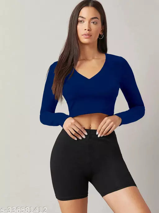 Western Printed V_ Neck Crop Top