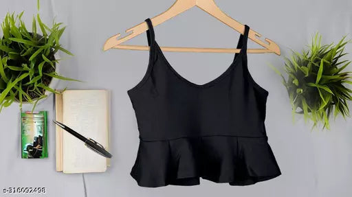 Women's Solid Cotton Rib Knit Crop Tank Top