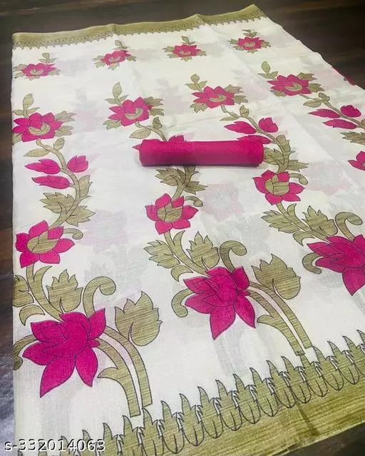 LIGHT WEIGHT FLORAL PRINTED KHADI SILK BLENDED SAREE