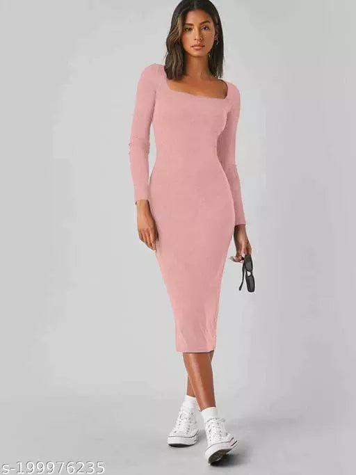 Womens Midi Western Peach Dress