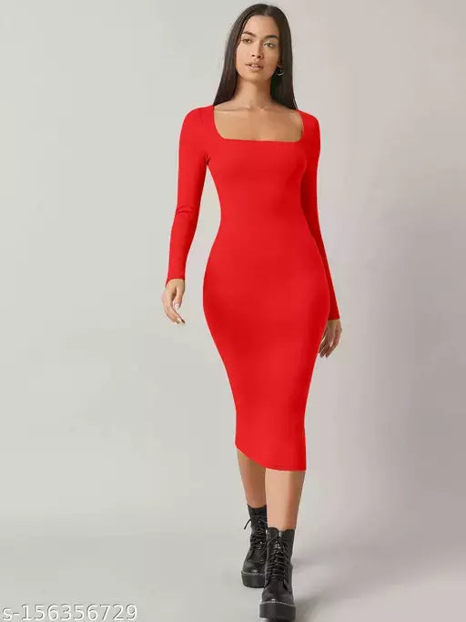 Womens Western Midi Red Dress