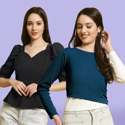 Clasic Casual Fashion Forward Women's Top - Pack of 2