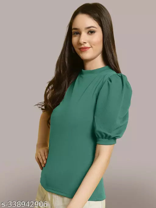 Casual Regular Sleeves Solid Women Mint Green Top (Women Top | Women Tops | Top)