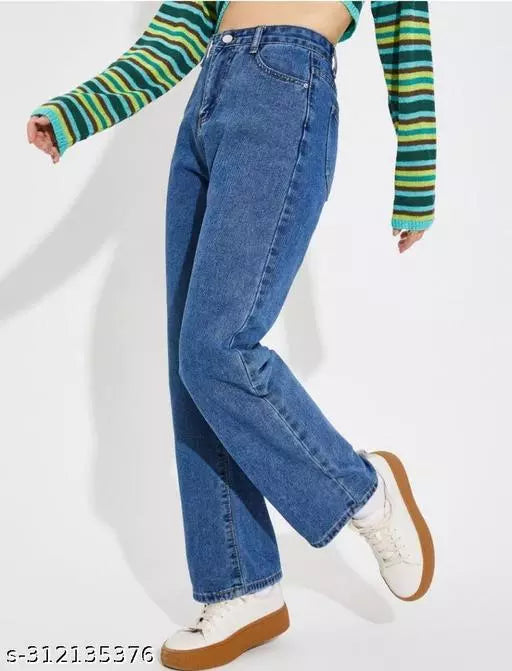 SAANU'S FASHION - STYLISH WIDE LEG DENIM JEANS FOR GIRLS & WOMEN