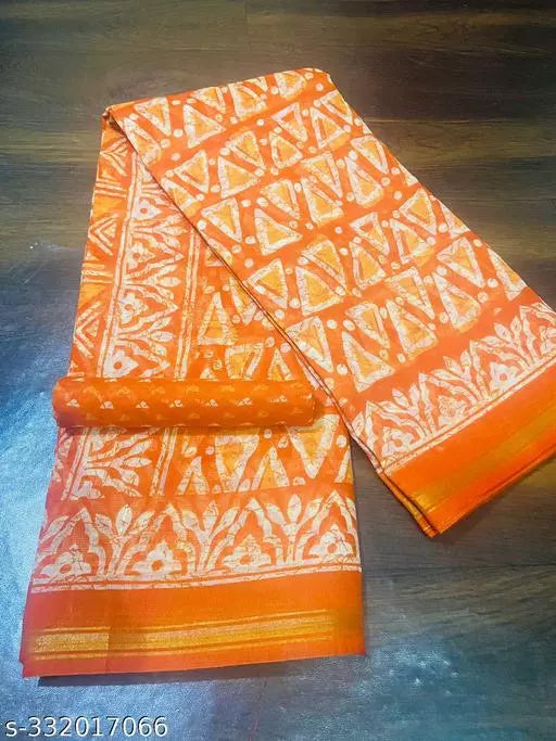 TRIO PRINTED COTTON BLENDED SAREE