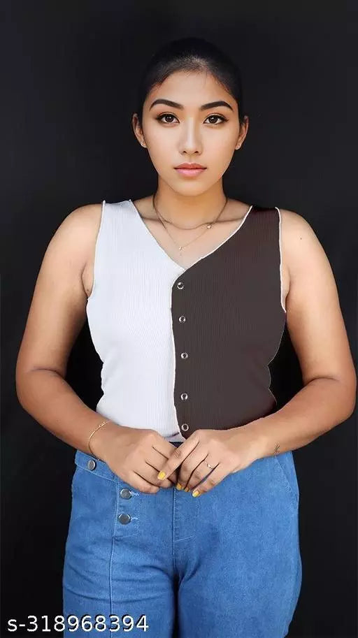 Women's Solid Cotton Rib Knit Crop Tank Top