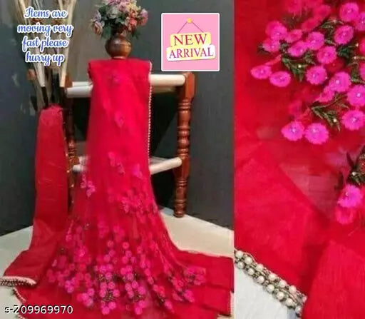 New Trending Fashion Net Fabric Fancy Embroidered Work Plus Fancy Moti Work Lace In Border