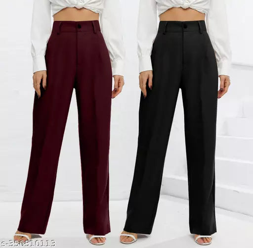 Mom Fit  Black&wine women Trouser