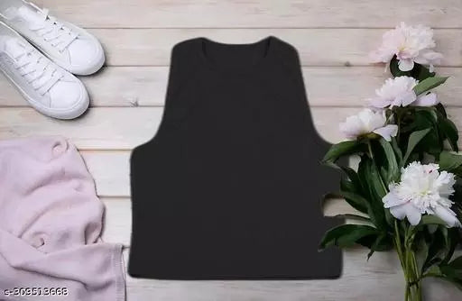 Women's Solid Cotton Rib Knit Crop Tank Top