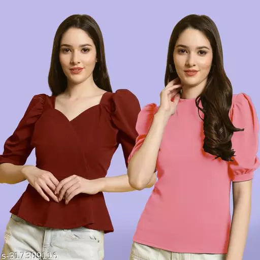Clasic Casual Fashion Forward Women's Tops - Pack of 2