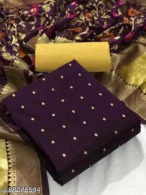New Banarasi Silk Dress Material With Dupattas