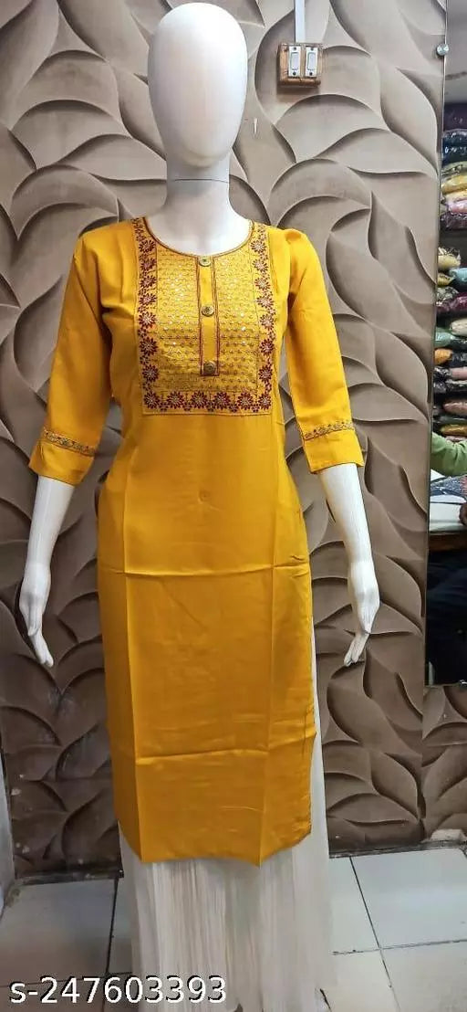 Trendy Women's Straight Embroidery Kurtis