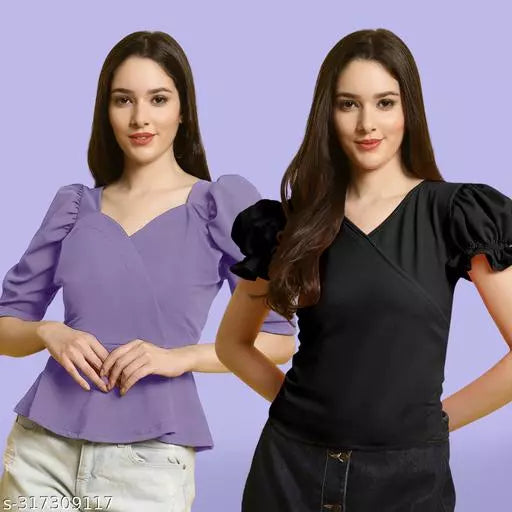 Clasic Casual Fashion Forward Women's Tops - Pack of 2