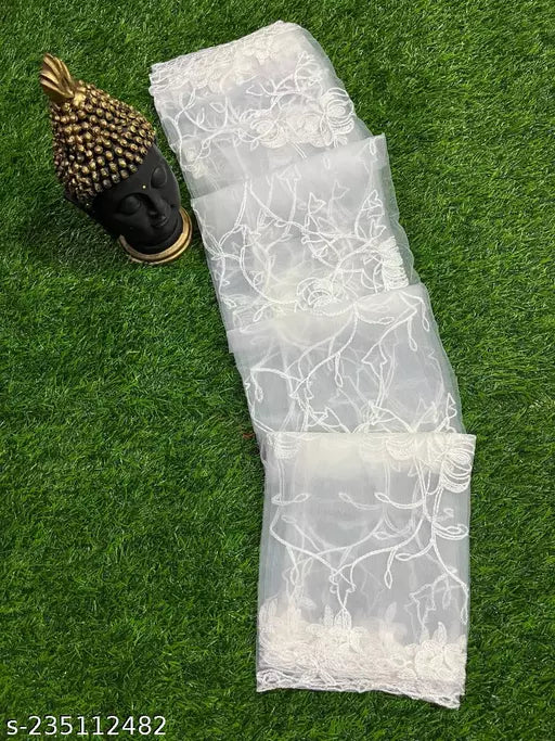Beautifully Net Embroidery Colourful White Duppatas