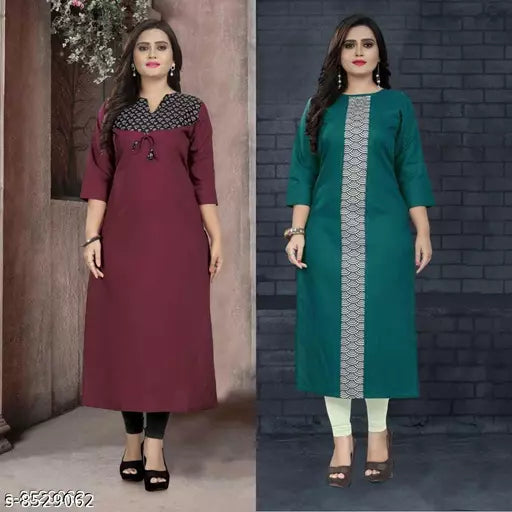 Fashionable Women's Cotton Kurtis(Pack Of 2)