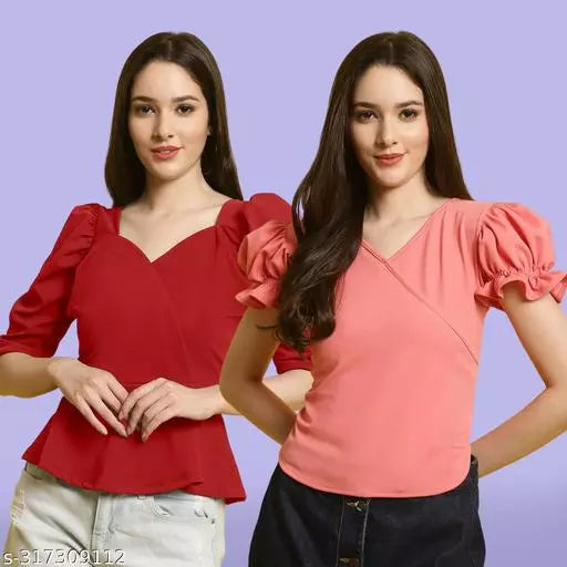 Clasic Casual Fashion Forward Women's Tops - Pack of 2