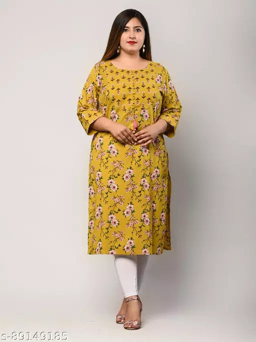 Swasti  Plus Size  Women Floral Print  Printed Pure Cotton Straight Kurta