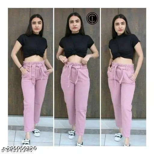 STYLISH DENIM KNOT PANT + KNITTED TOP COMBO