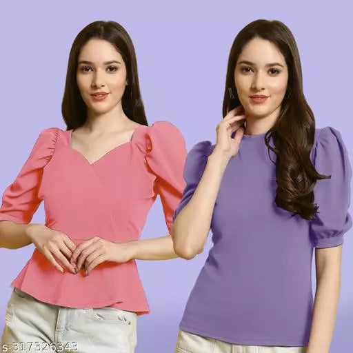 Clasic Casual Fashion Forward Women's Top - Pack of 2